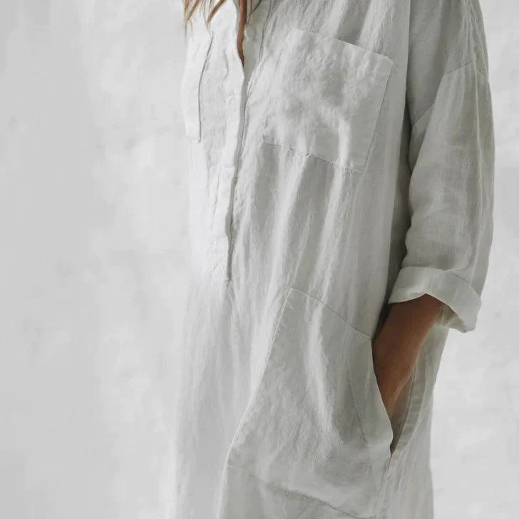 Anita™ - Elegant skjortklänning med slits och enfärgad - Image 2