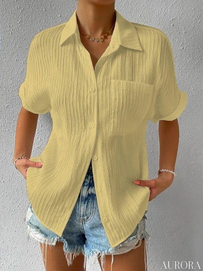 TILLFÄLLIGT 50% RABATT | Bettina™ - Skjortkrage Casual knäppt Lös blus - Image 3