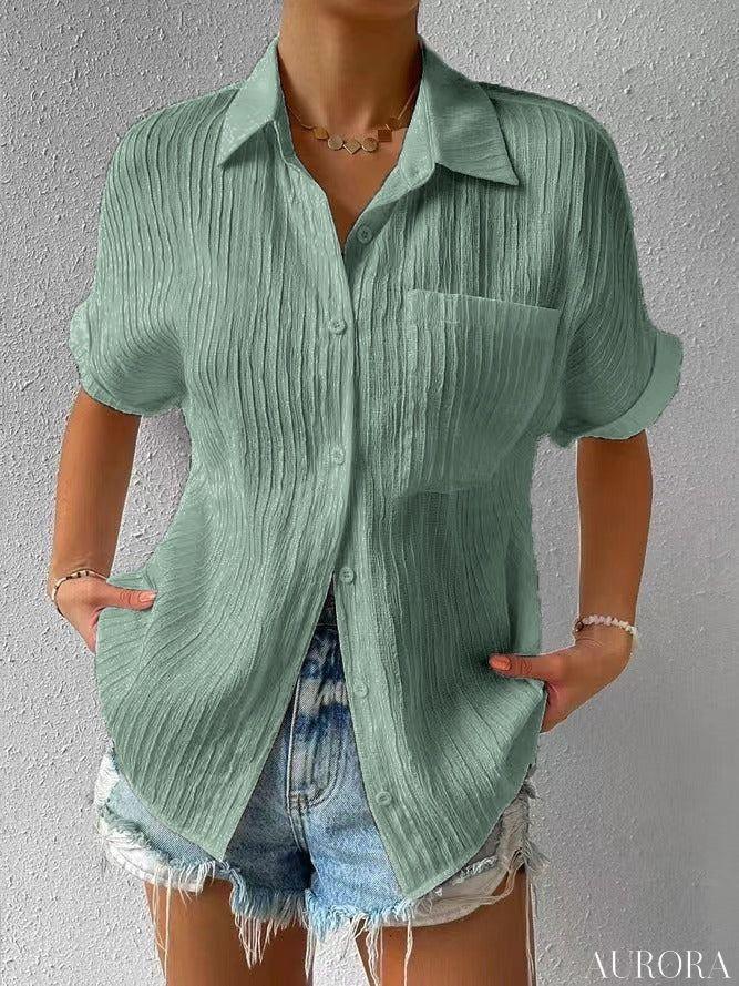 TILLFÄLLIGT 50% RABATT | Bettina™ - Skjortkrage Casual knäppt Lös blus - Image 6