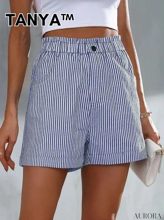 Tanya™ - Lösa, avslappnade randiga shorts